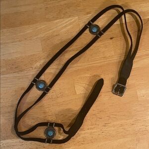 Brown Leather and Suede Belt with Turquoise Accents